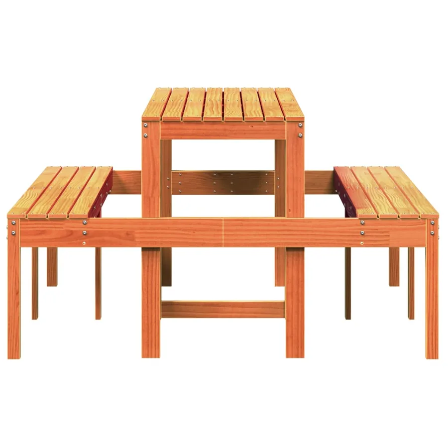 Table de pique-nique cire marron 160x134x75 cm bois massif pin - 5