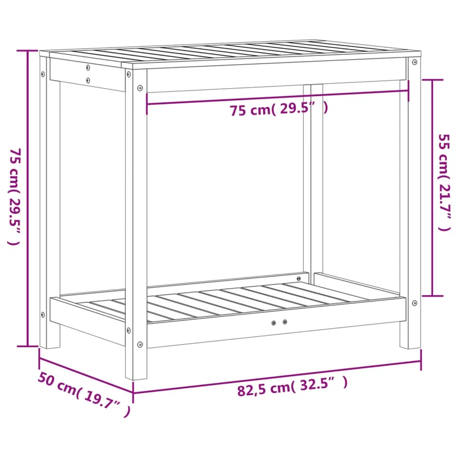 Table de rempotage et étagère 82,5x50x75 cm bois massif douglas - 10