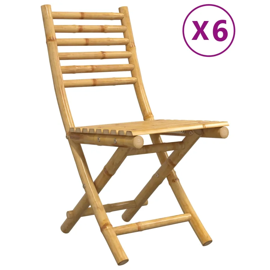 Chaises pliables de jardin lot de 6 43x54x88 cm bambou - 2