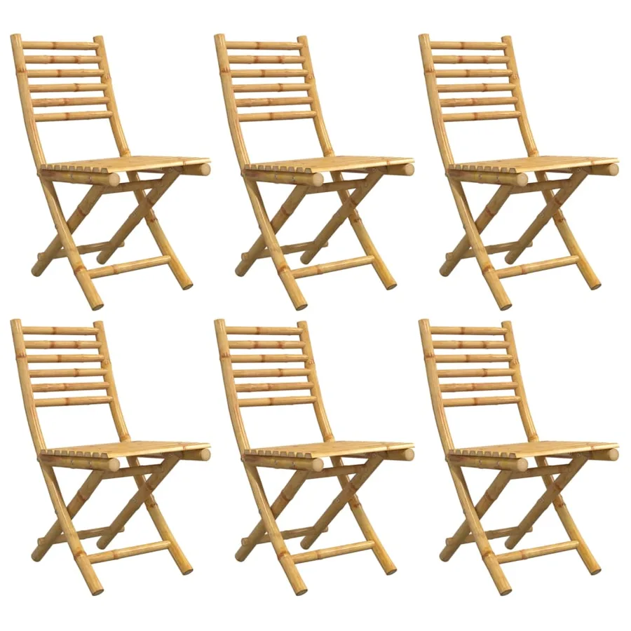 Chaises pliables de jardin lot de 6 43x54x88 cm bambou - 4