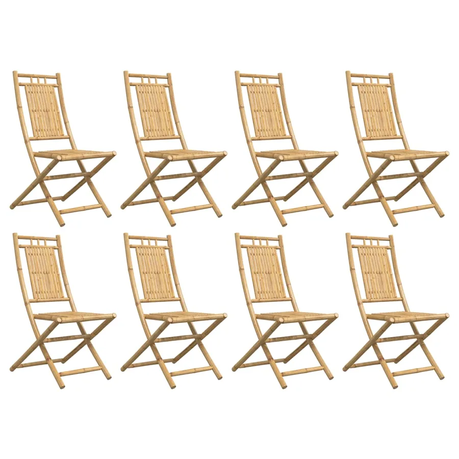 Chaises pliables de jardin lot de 8 46x66x99 cm bambou - 4