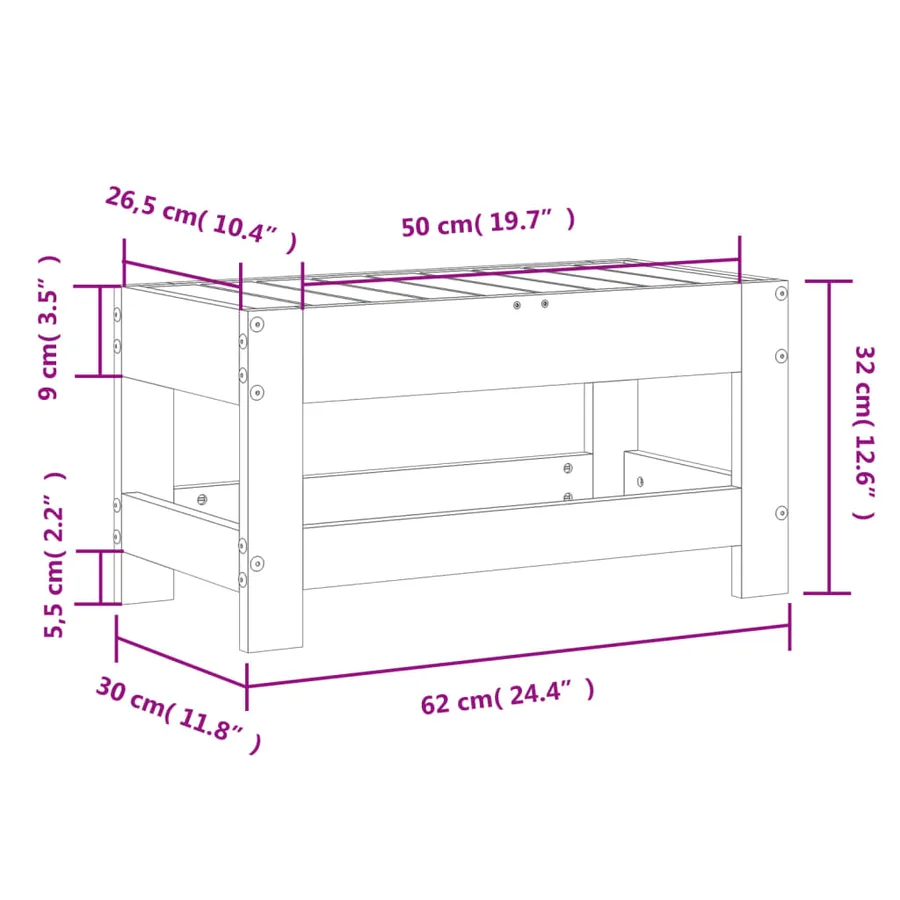 Repose-pied de jardin 62x30x32 cm bois massif de douglas - 9