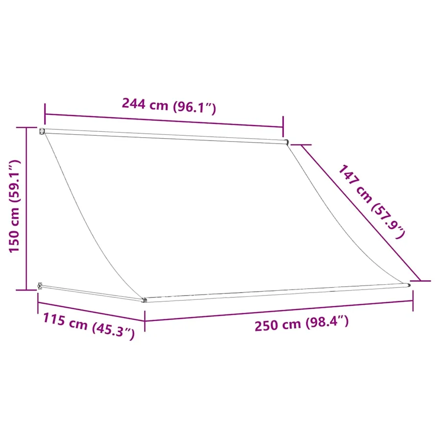 Auvent rétractable crème 250x150 m tissu et acier - 9