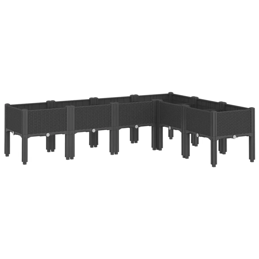 Jardinière avec pieds noir 160x120x42 cm PP - 2
