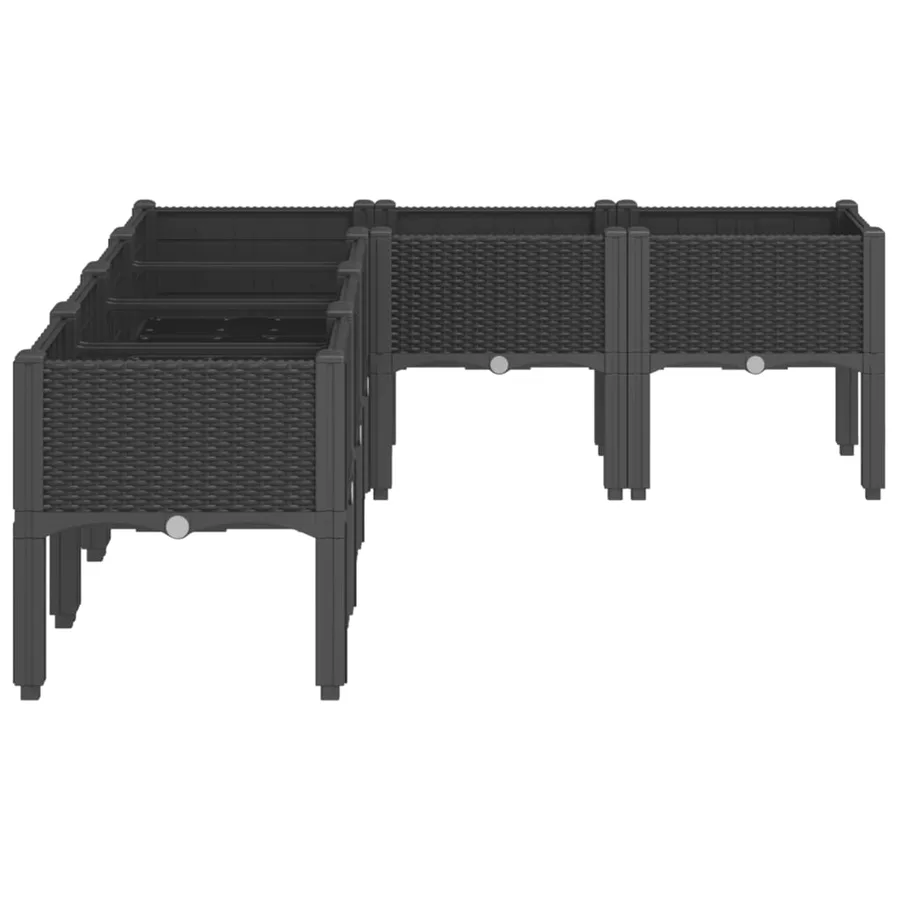 Jardinière avec pieds noir 160x120x42 cm PP - 4