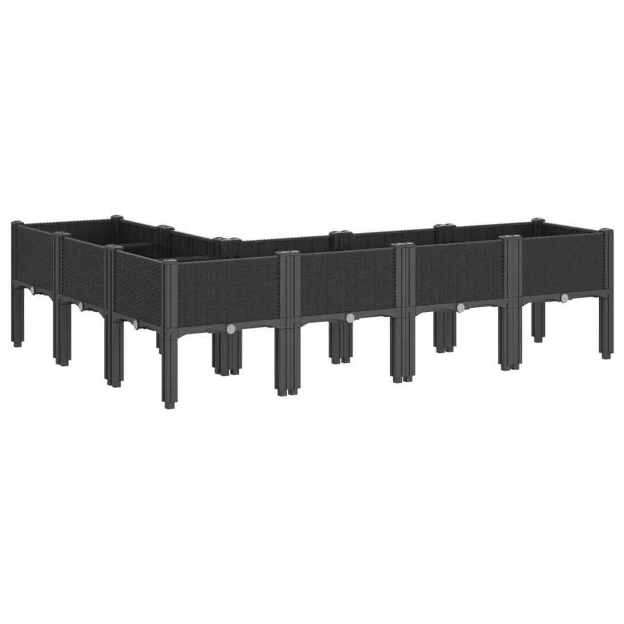 Jardinière avec pieds noir 160x120x42 cm PP - 5