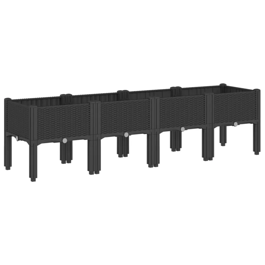 Jardinière avec pieds noir 160x40x42 cm PP - 2