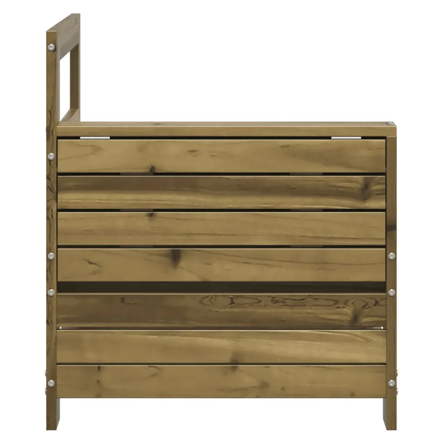 Canapé de jardin accoudoir avec table d'appoint pin imprégné - 5