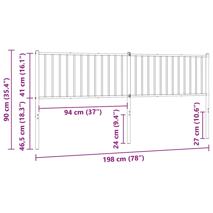 Tête de lit de remplacement métal noir 193 cm - 7