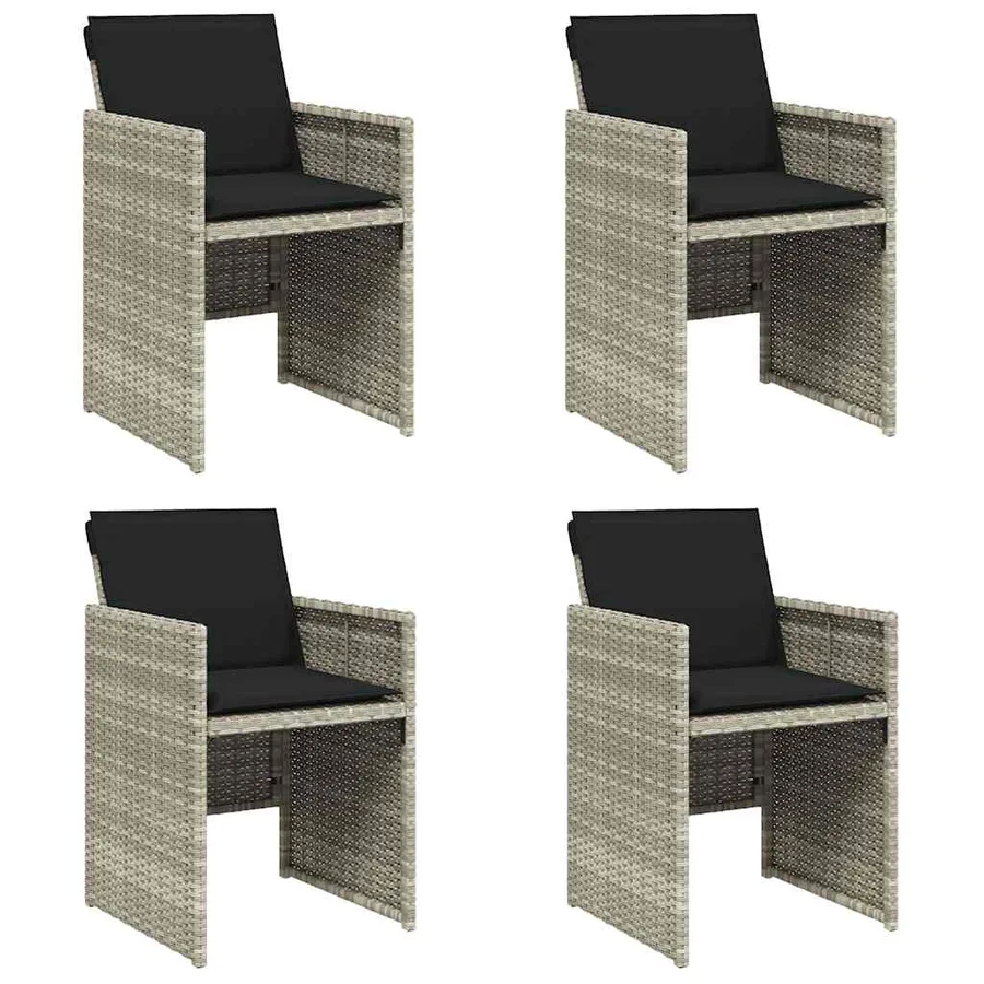 Chaises de jardin avec coussins lot de 4 gris clair poly rotin - 2