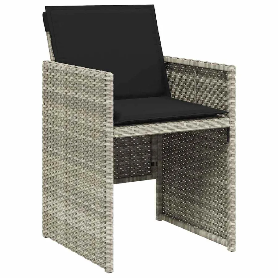 Chaises de jardin avec coussins lot de 4 gris clair poly rotin - 4