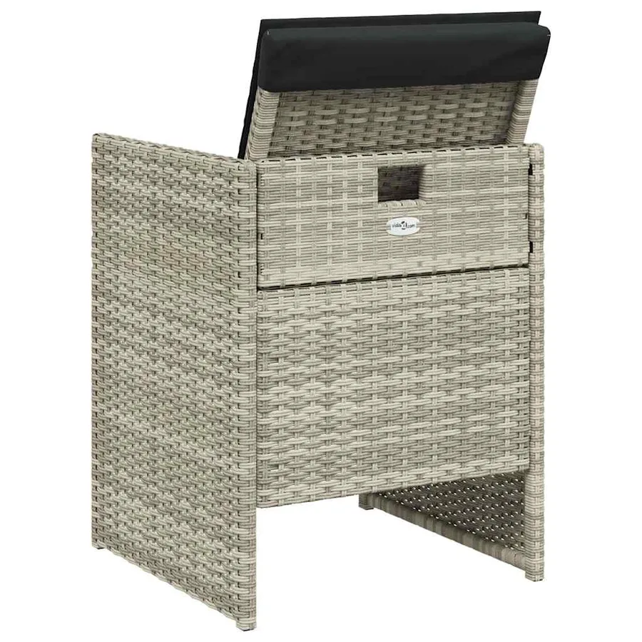Chaises de jardin avec coussins lot de 4 gris clair poly rotin - 7