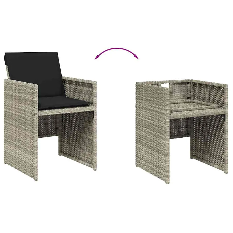 Chaises de jardin avec coussins lot de 4 gris clair poly rotin - 8
