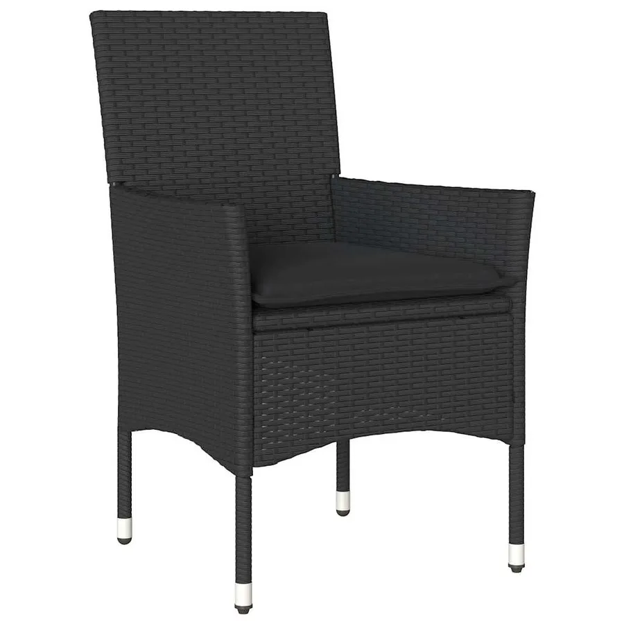 Chaises de jardin avec coussins lot de 2 noir résine tressée - 4