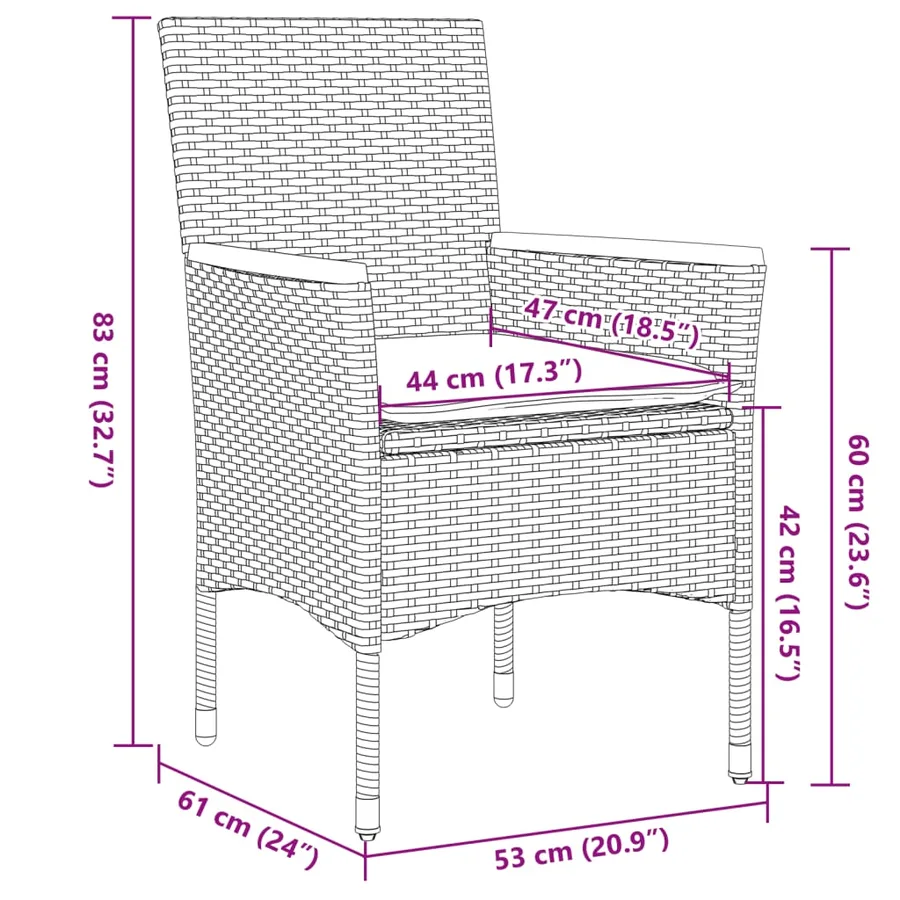 Ensemble à manger de jardin et coussins 3 pcs beige rotin verre - 8