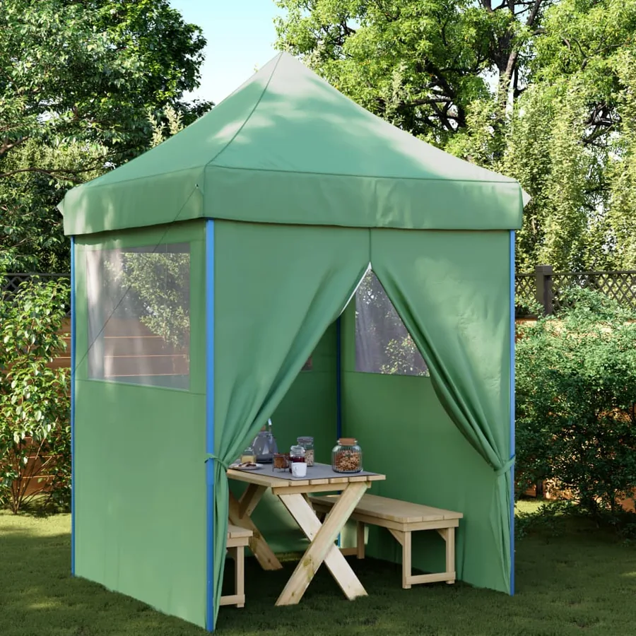 Tente de réception pliable escamotable 4 parois latérales vert