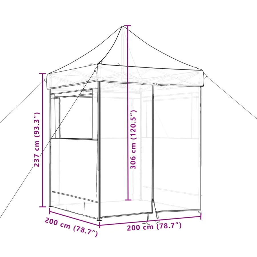 Tente de réception pliable escamotable 4 parois latérales vert - 10