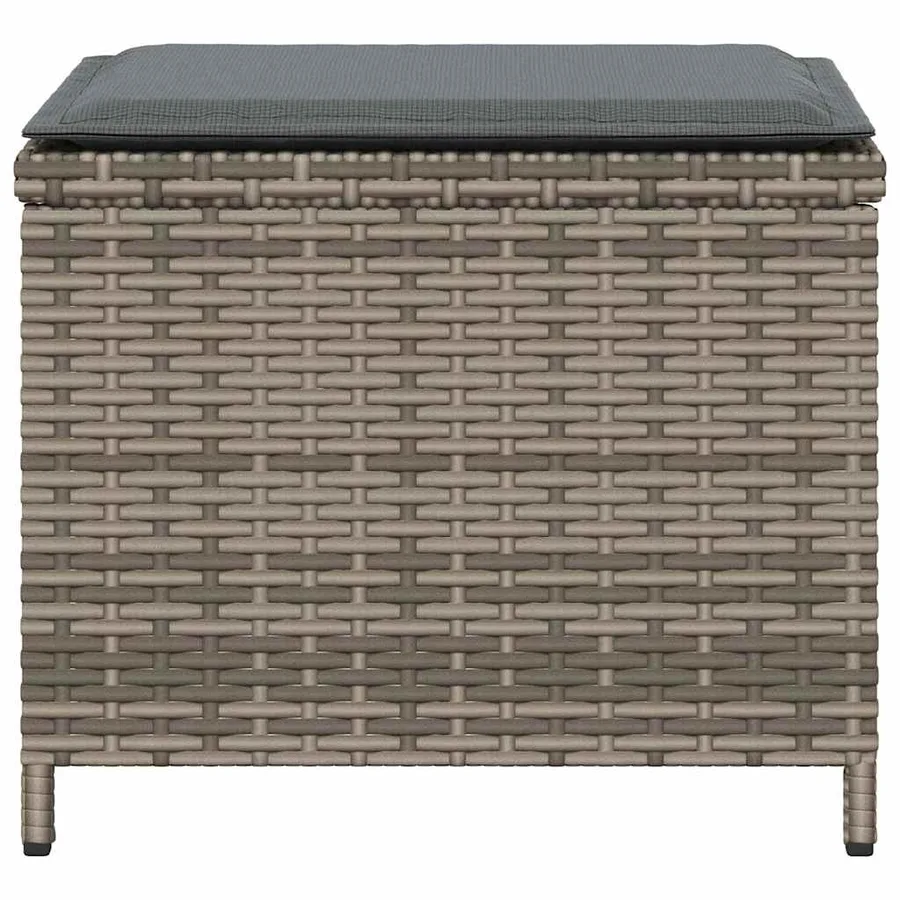 Tabourets de jardin et coussins lot de 4 gris 41x41x36 cm rotin - 6