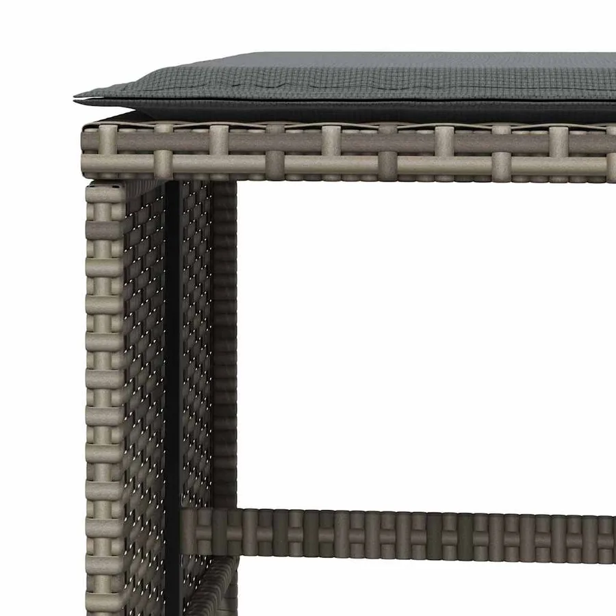 Tabourets de jardin et coussins lot de 4 gris 41x41x36 cm rotin - 8