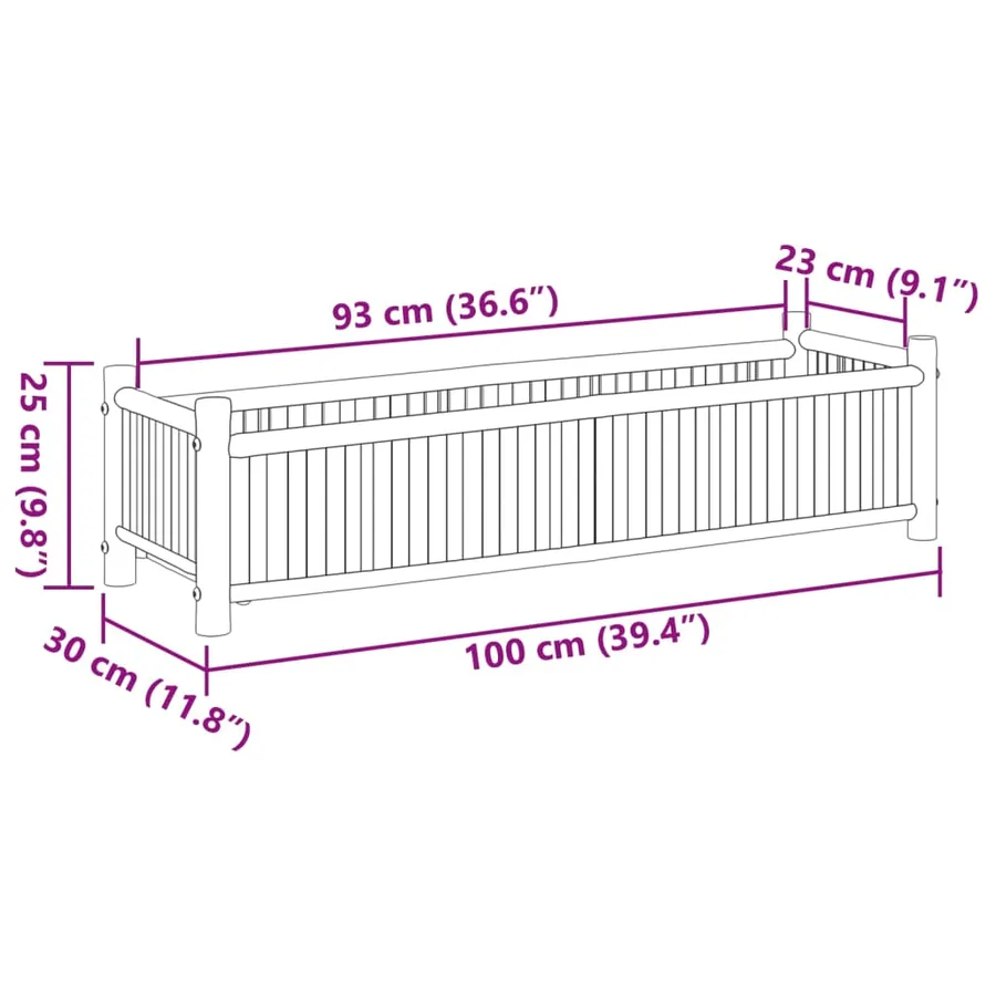 Jardinière 100x30x25 cm bambou - 8