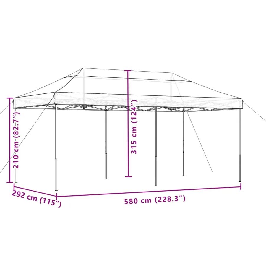 Tente de réception pliable escamotable vert 580x292x315 cm - 9