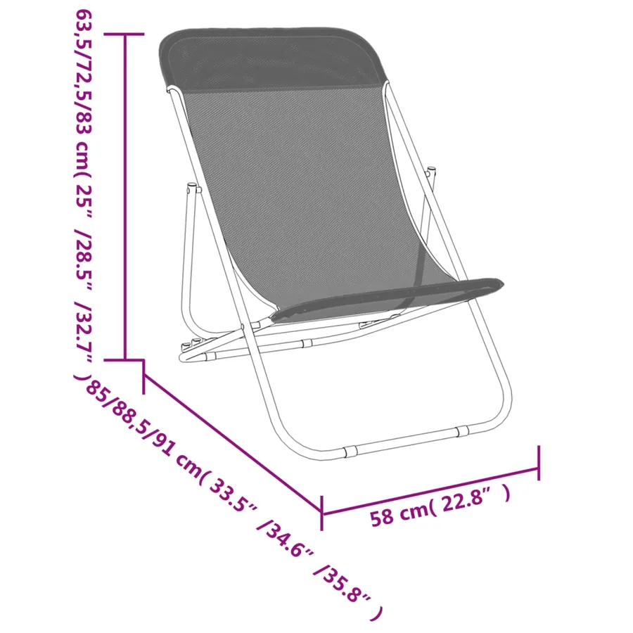 Chaises plage pliantes lot de 2 textilène acier enduit poudre - 12