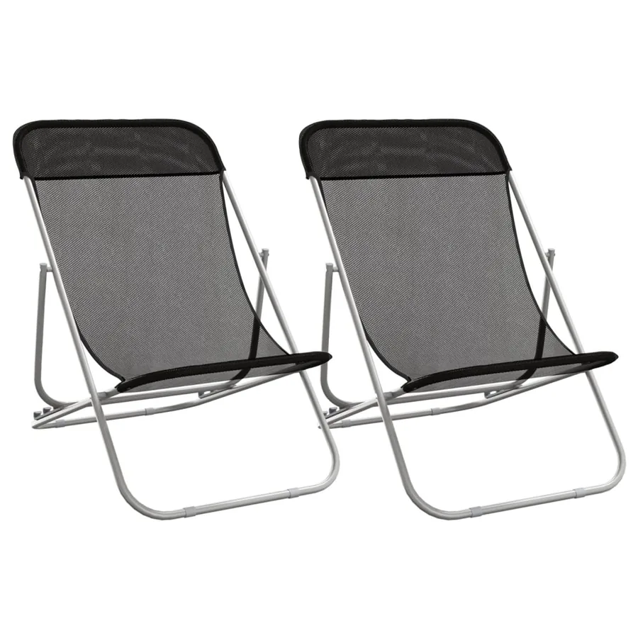 Chaises plage pliantes lot de 2 textilène acier enduit poudre - 2