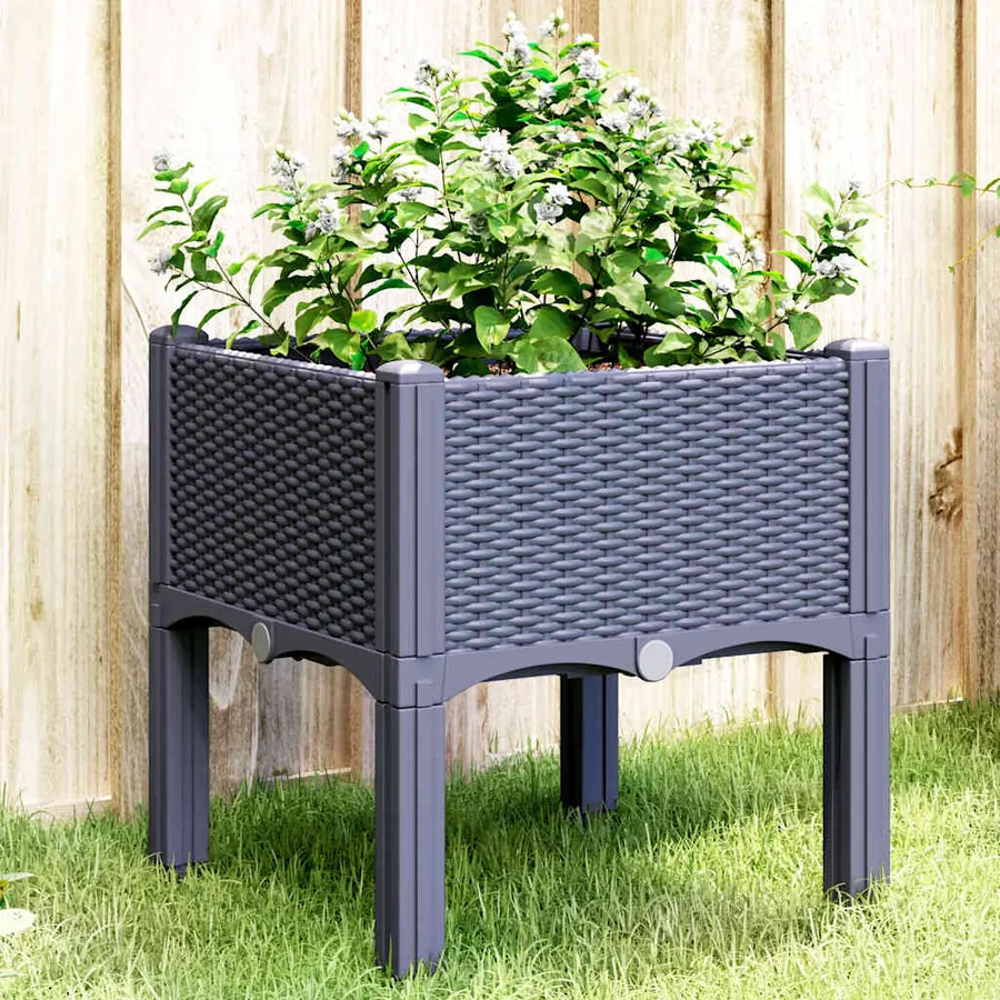 Jardinière avec pieds bleu gris 40x40x42 cm PP