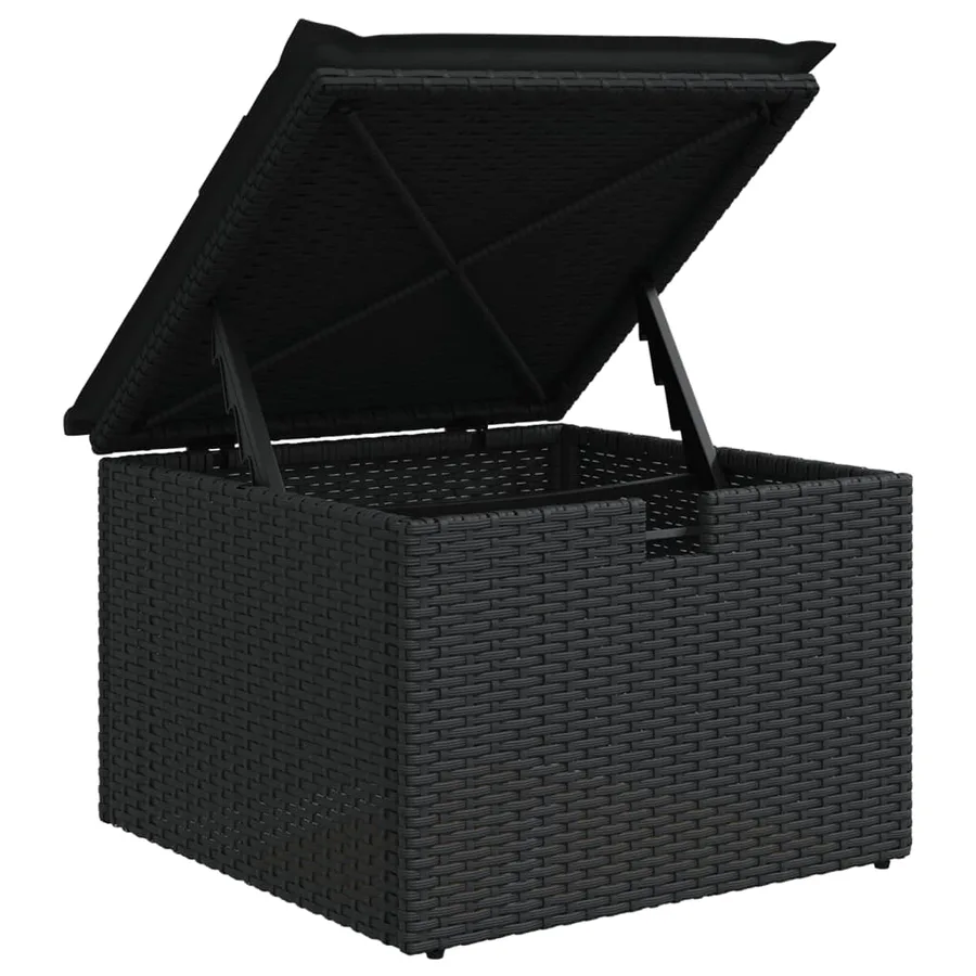 Salon de jardin 9 pcs avec coussins noir résine tressée - 12