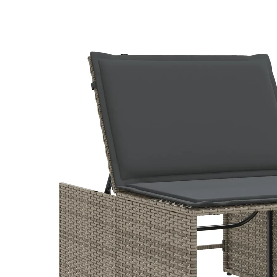 Chaises longues 2 pièces avec table en résine tressée grise - 10
