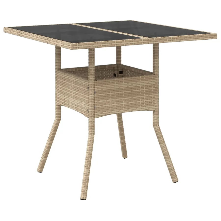 Ensemble à manger de jardin et coussins 5 pcs beige rotin verre - 4