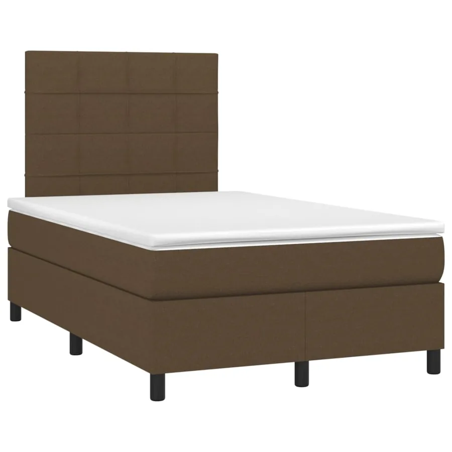 Sommier à lattes de lit matelas et LED Marron foncé 120x200 cm - 3