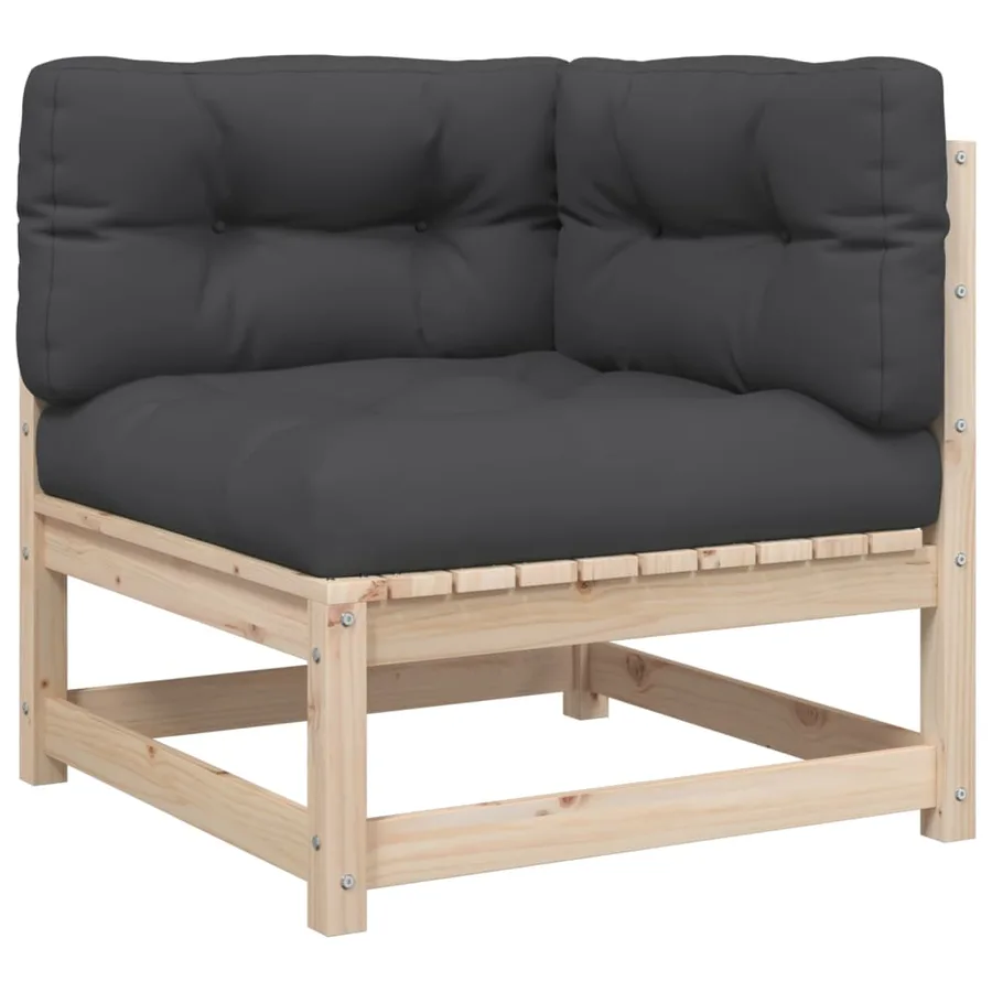 Salon de jardin 4 pcs avec coussins bois de pin massif - 4