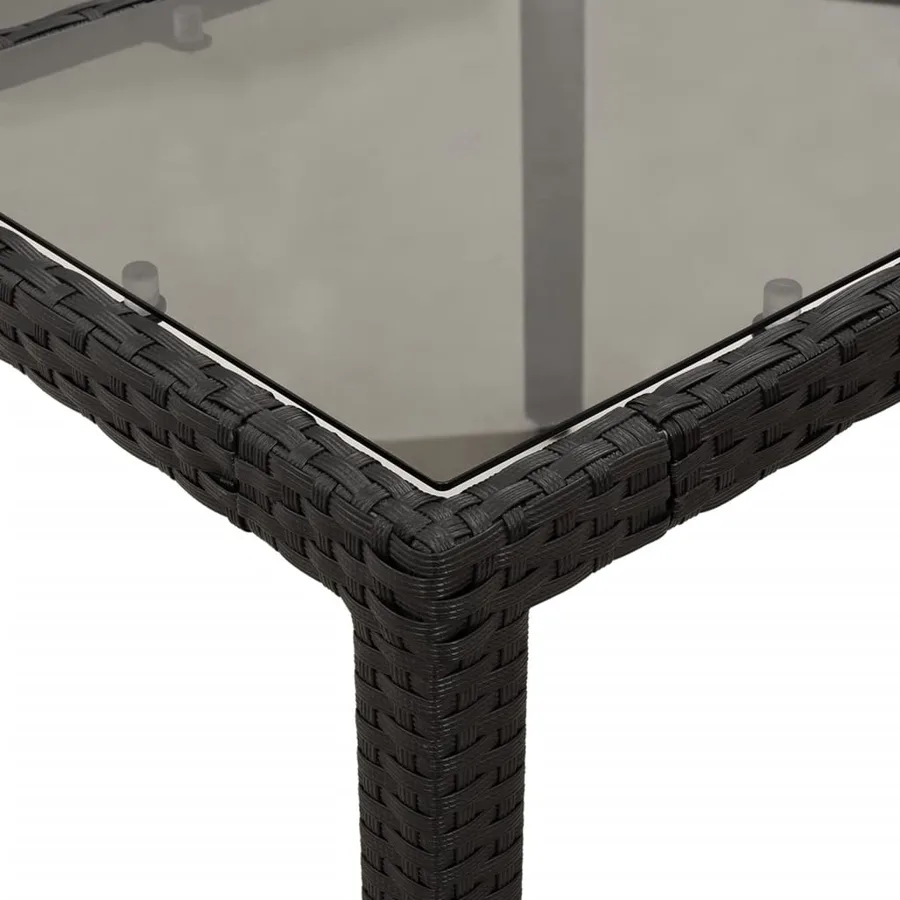 Ensemble à manger de jardin et coussins 5 pcs noir rotin verre - 6
