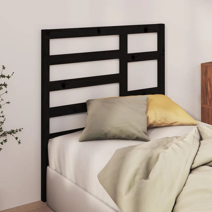 Tête de lit Noir 106x4x104 cm Bois massif de pin - 3