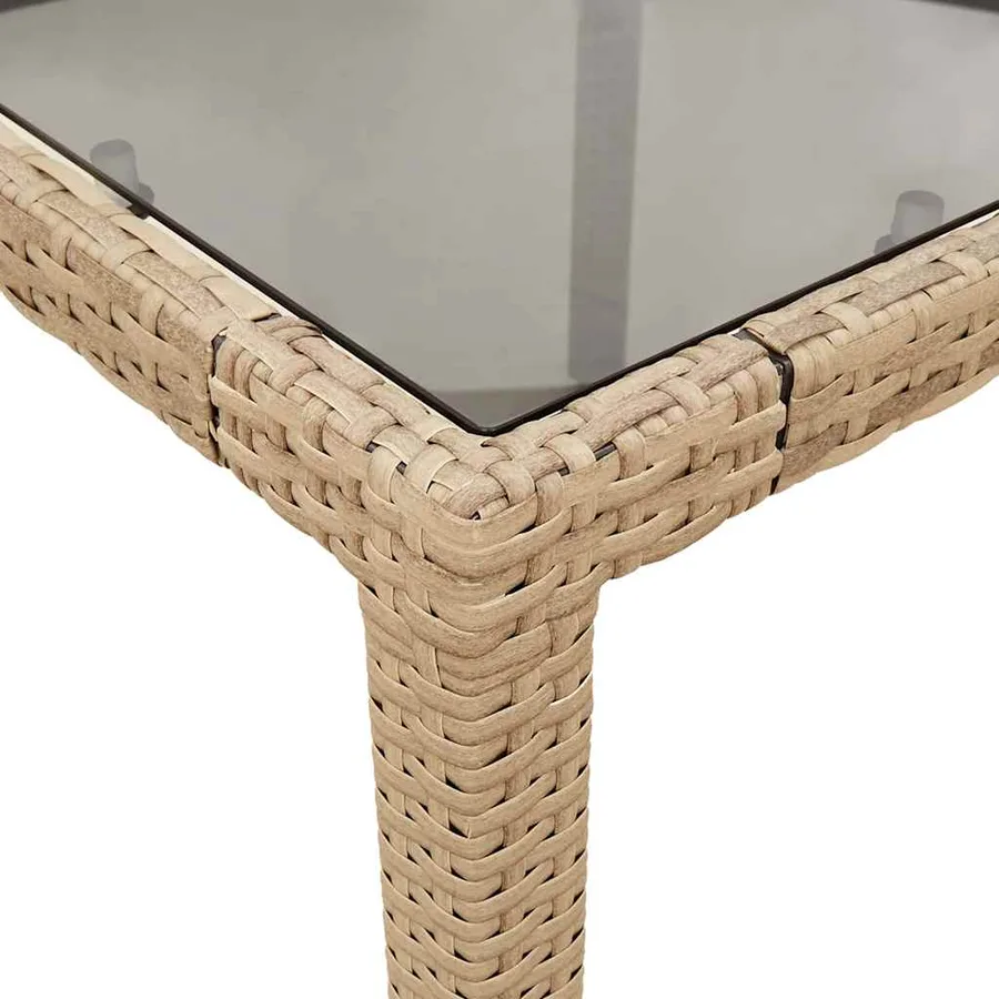 Ensemble à manger de jardin et coussins 9 pcs beige rotin verre - 6