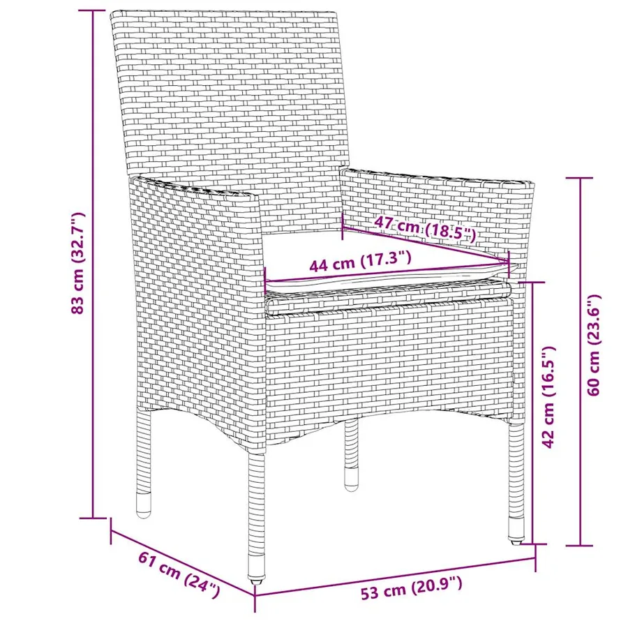 Ensemble à manger de jardin et coussins 9 pcs beige rotin verre - 8