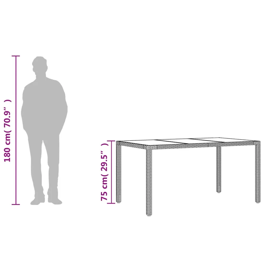 Table de jardin avec dessus en verre beige résine tressée - 10