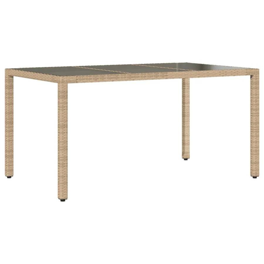 Table de jardin avec dessus en verre beige résine tressée - 2