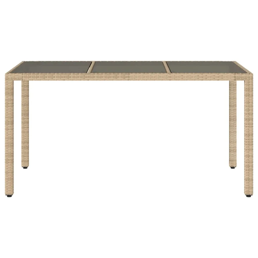 Table de jardin avec dessus en verre beige résine tressée - 4