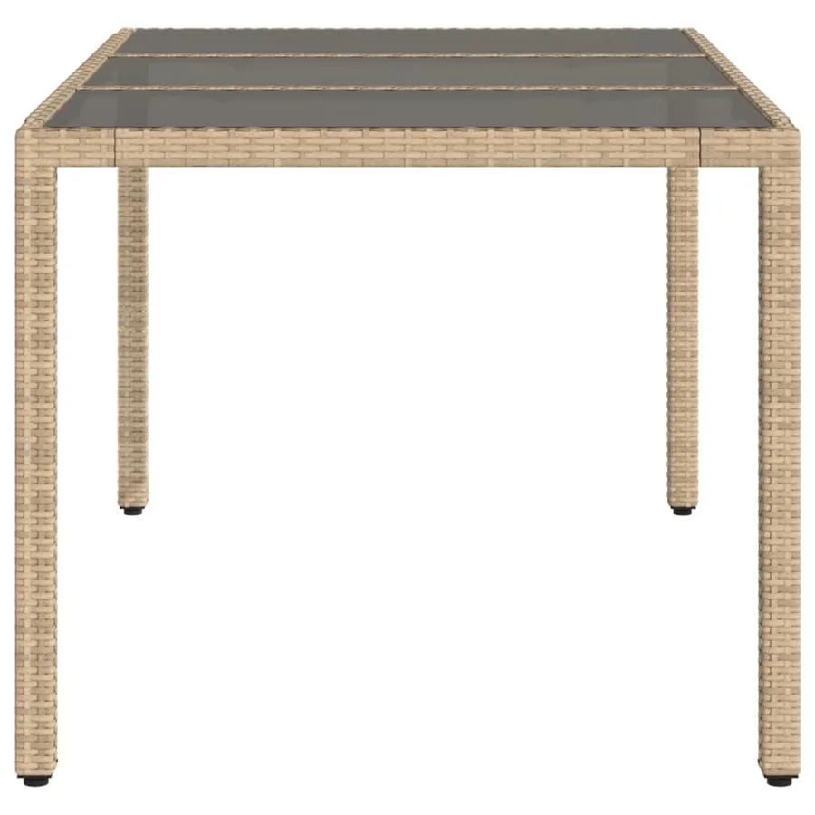 Table de jardin avec dessus en verre beige résine tressée - 5