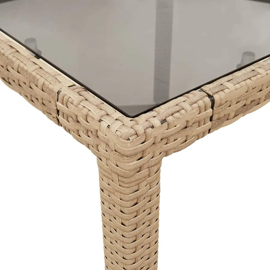 Table de jardin avec dessus en verre beige résine tressée - 8