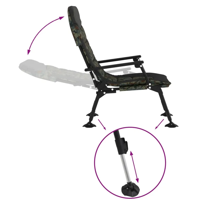 Chaise de pêche avec accoudoir pliable camouflage - 6