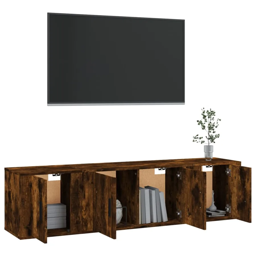 Ensemble de meubles TV 3 pcs Chêne fumé Bois d'ingénierie - 3