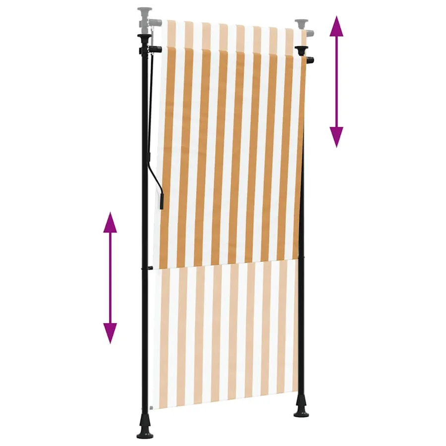 Store roulant d'extérieur orange et blanc 120x270cm tissu acier - 6
