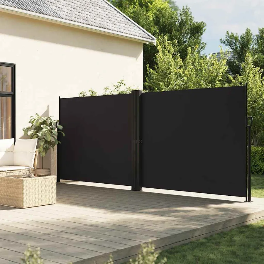 Auvent latéral rétractable noir 160x1200 cm