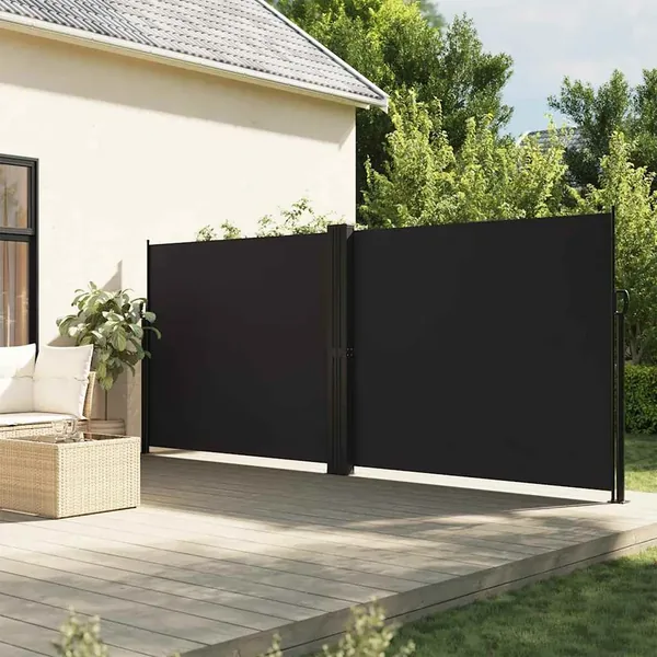 Auvent latéral rétractable noir 160x1200 cm