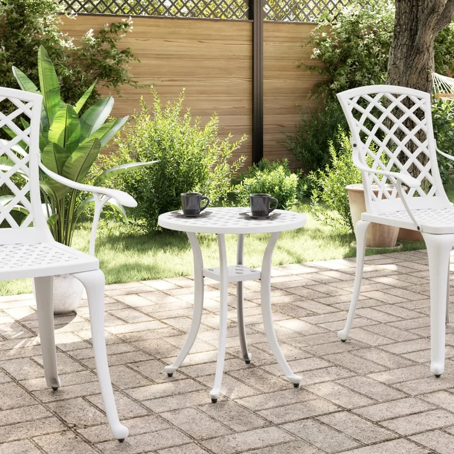 Table de jardin blanc Ø48x53 cm aluminium coulé - 3