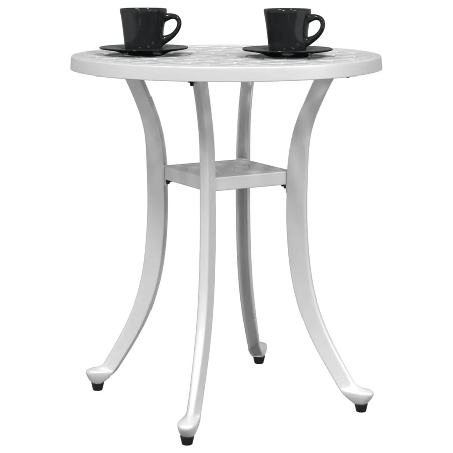 Table de jardin blanc Ø48x53 cm aluminium coulé - 4