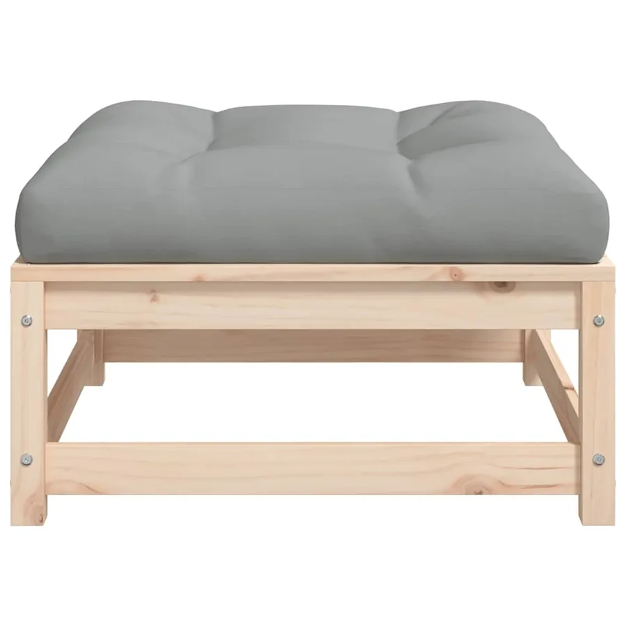 Repose-pied de jardin avec coussin bois de pin massif - 5
